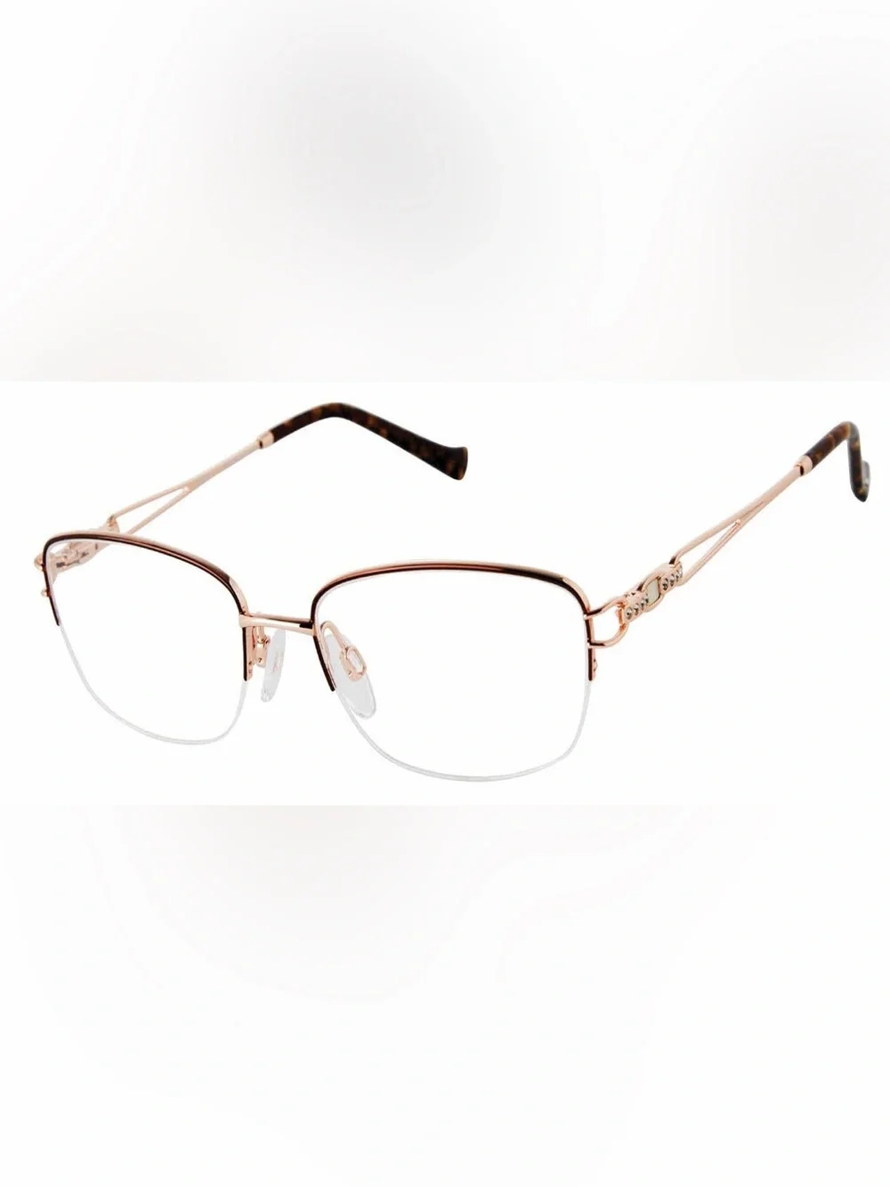 Tura R146 Rose Gold Brown Eyeglass Frames Prescription Glasses